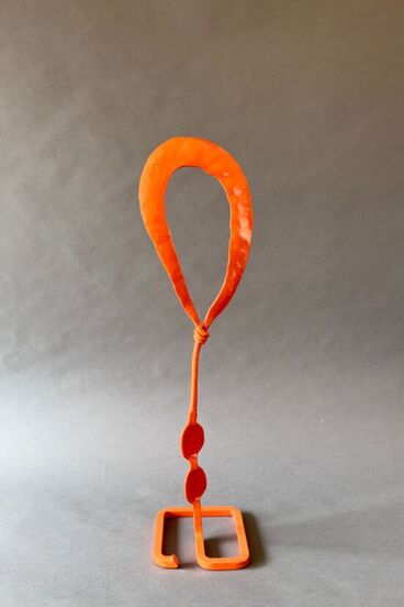 Orange balloon table sculpture.